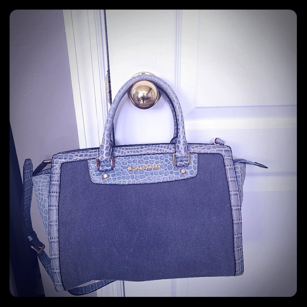 Blue denim and leather Michael Kors bag
